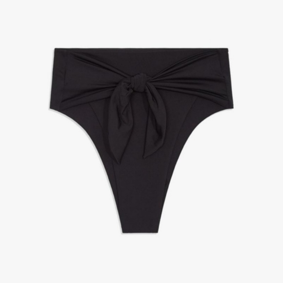 WeWoreWhat Riviera Bikini Bottoms High Waisted Tie Black - Picture 5 of 9